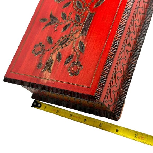 wooden handcarved etched jewelry box - Picture 7 of 10